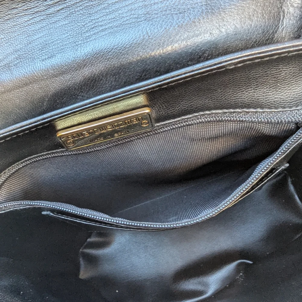 Stuart Weitzman Black Crossbody Bag with Gold Stitching - Picture 13 of 13